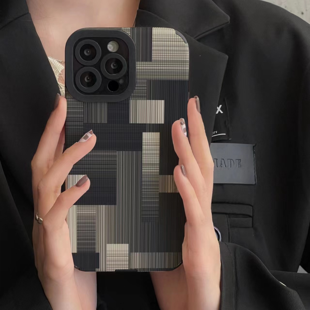 Suitable for Samsung A73 phone splicing plaid lambskin A10s A33 protective case_voghion.com