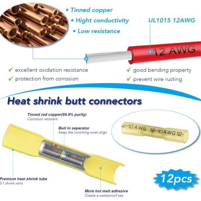 6 個 12AWG 防水ヒューズホルダーライン付き自動車用ヒューズ ATO/ATC|undefined