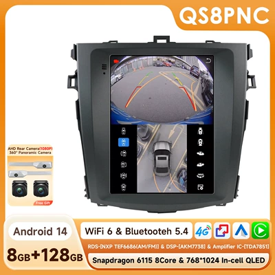 DVD Navigation: All-In-One Car Navigation - with-360-camera-8128g-wifi4g-version-6115-carplay-eight-core-97inch-suitable-for-06-13-toyota-corolla