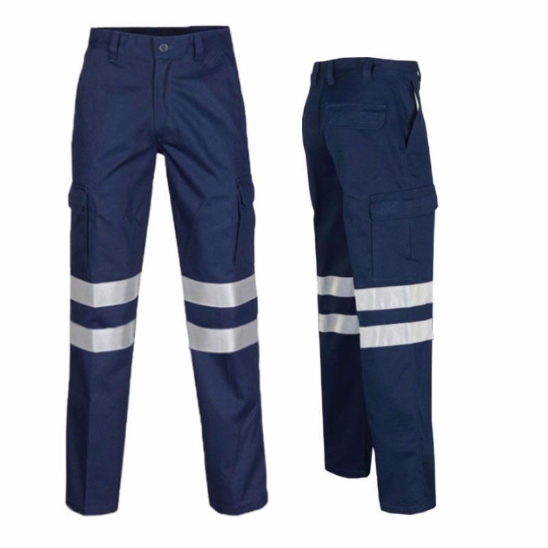 Pantalones reflectantes de algodón transpirable resistentes al desgaste de mediana edad sitio de construcción minería estación de servicio pantalones de trabajo pantalones de trabajo de protección laboral tira reflectante image 8