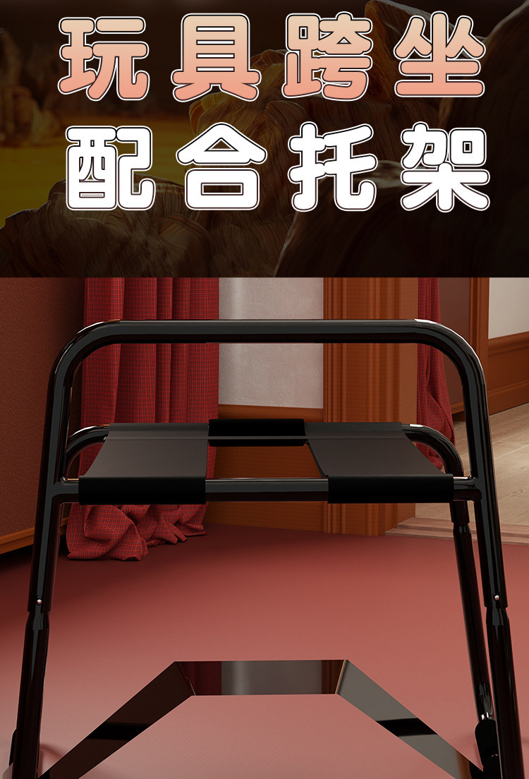 Foldable Adult Couples Chair with Nipple Clamps, Iron Frame and Foam Padding, Black — detail image 11