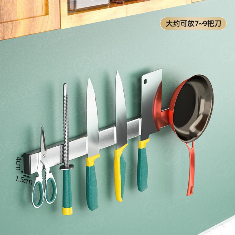 Fuente de fábrica sin perforación de cocina succión magnética portacuchillo tipo pared succión magnética herramientas de corte de liza almacenamiento rack
