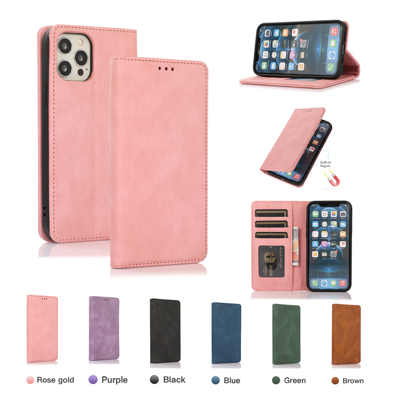 For iphone12 strong magnetic pull-in mobile phone leather case XS max flip protective case Apple 12pro wallet case