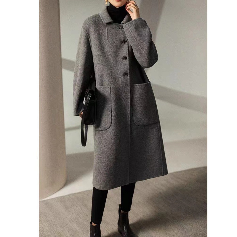 2023 autumn and winter New woolen coat for women plus size loose slimming mid-length small overcoat woolen coat_voghion.com