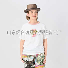 原工厂直供外贸服装45R竹节棉908卡通Y印花情侣T印花短袖男女同款