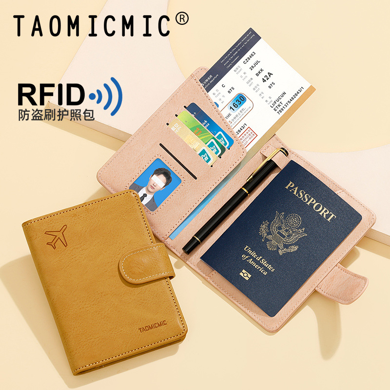 rfid anti-theft simple multi-card slot travel document holder European and American fashion cross-border retro multi-functional ticket passport bag