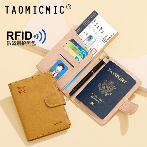 rfid anti-theft simple multi-card slot travel document holder European and American fashion cross-border retro multi-functional ticket passport bag