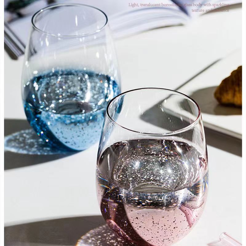 Starry Sky Gradient Glass Cup Ins Internet Celebrity Creative Egg-shaped Electroplated Water Cup Wine Cup Juice Cup Big Belly Cup Wholesale 