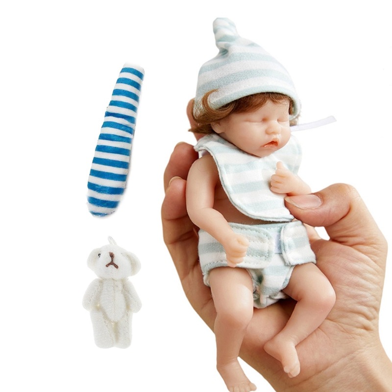 6 pulgadas renacer muñeca en miniatura niña Pelo Rizado cara sonriente lavable suave simulación bebé niño muñeca acompañante