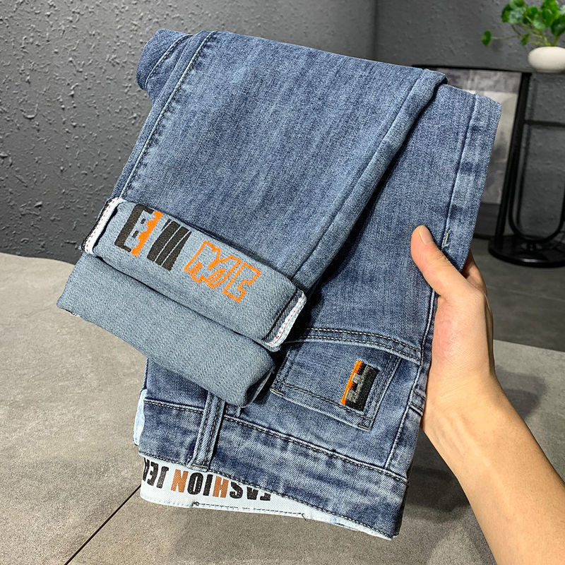 2024 Spring and Summer New Small Foot High end Jeans Men's Brand Korean Edition Trendy Design Pants_voghion.com