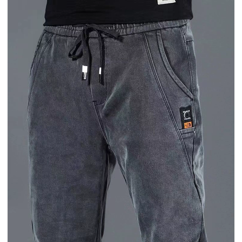 Джинсы мужские эластичные талии стройные ноги без железа без магнитного упругости износостойкие рабочие брюки мужские повседневные брюки прилив