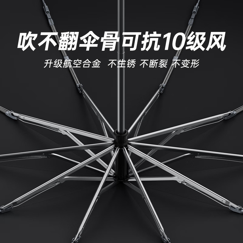 ZUODU左都全自动环扣雨伞反向大号加固加厚抗风男士商务折叠雨伞|undefined