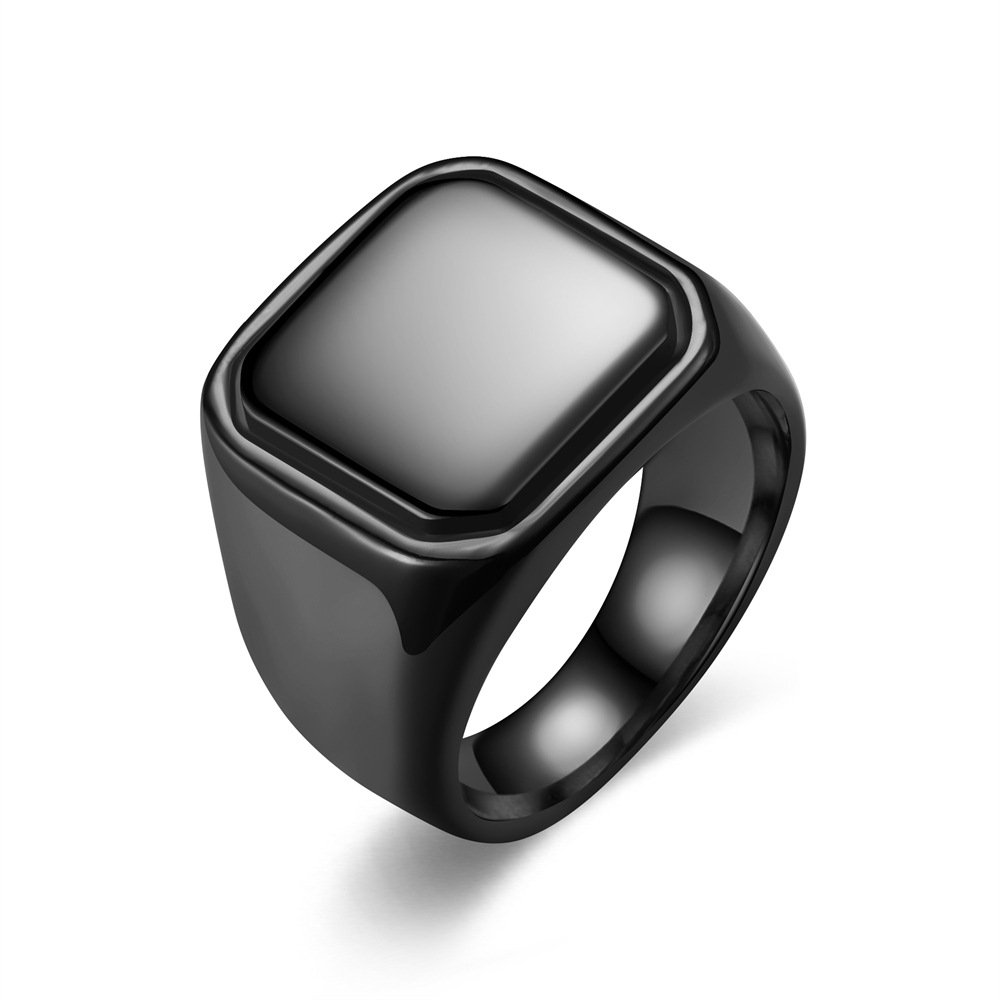 1 Piece Quantity Casual, Street Occasion Retro Classic Style Geometric Customization Laser Engraving Titanium Steel Polishing Plating Men's Rings Men Band Rings
