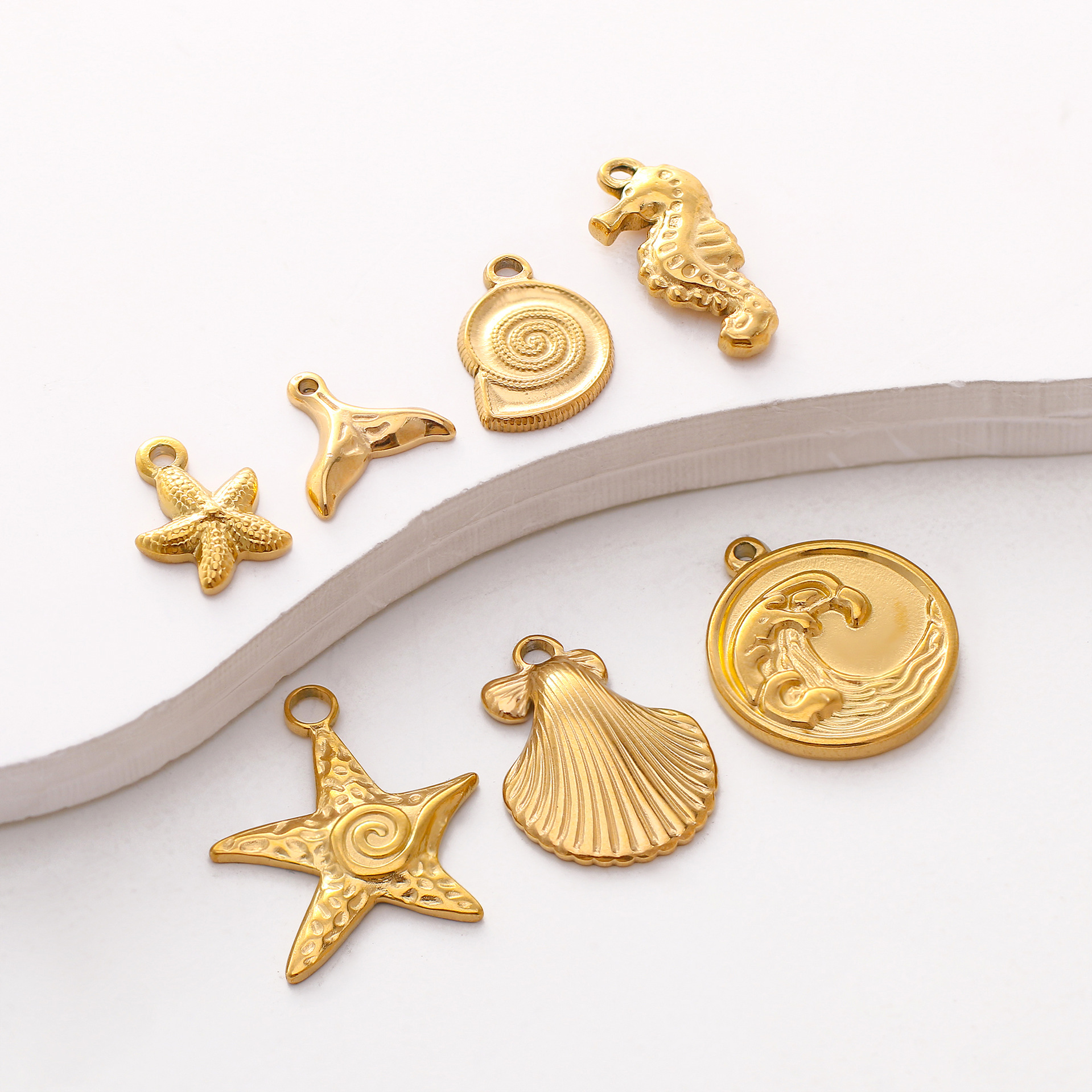 6g Weight Pendant Jewelry Making Type 11*16MM, 20 * 23mm Jewelry Making Size DIY Jewelry Accessories Classification 3 PCS/Package Quantity 304 Stainless Steel Material Starfish, Hippocampus, Shell Pattern Plating Design Simple Style Style 3 PCS/Package 11*16MM 20 * 23mm 304 Stainless Steel Starfish Hippocampus Shell Pendant 16