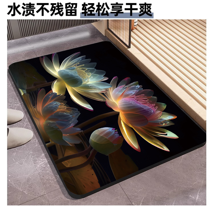 硅藻泥浴室吸水垫荷花厨房垫卫生间脚垫门口速干浴室吸水地垫防滑|undefined