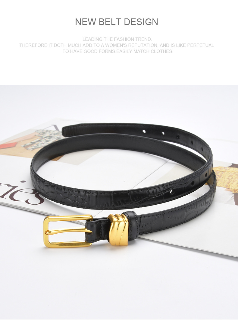 Casual Solid Color Leather Buckle Women's Leather Belts 1 Piece display picture 2