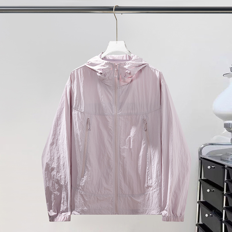 卸売夏の日焼け止め服薄いカジュアル無地フード付き通気性ジャケットカップル着用屋外 UPF50 + 日焼け止め服|undefined