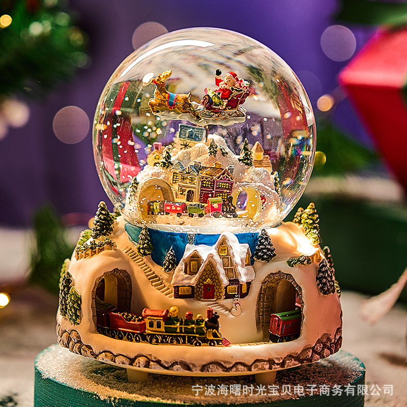 Tren de Navidad Bolas de cristal Caja de música Caja de sonido para niños y niñas Cumpleaños Año Nuevo Regalos de Día de San Valentín