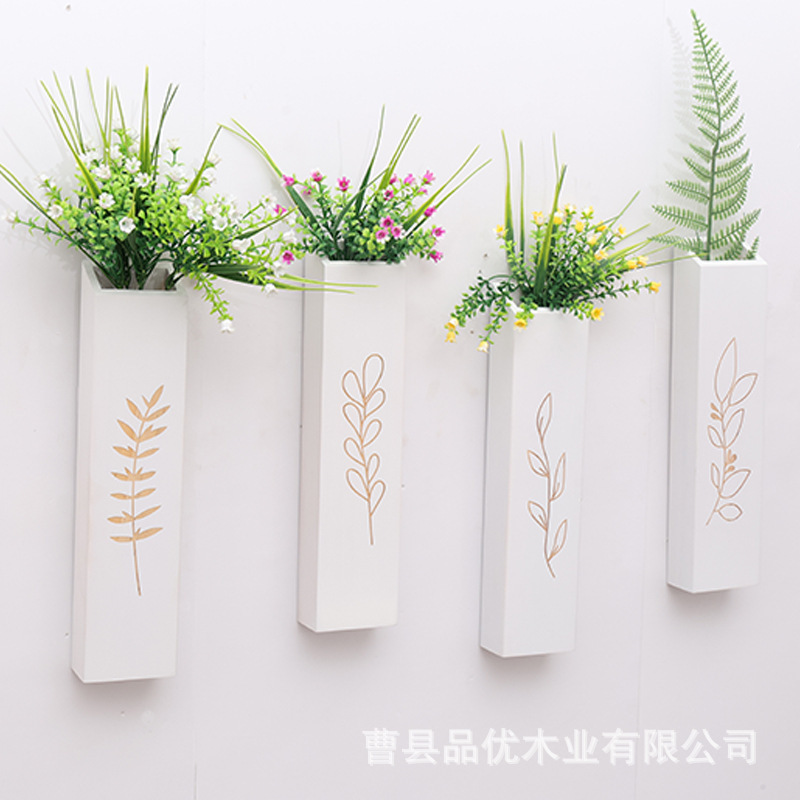 木製壁掛け花瓶棚 リビング装飾 ドライフラワー 花瓶入れ 吊り下げグリーンフラワーボトルスタンド飾り|undefined