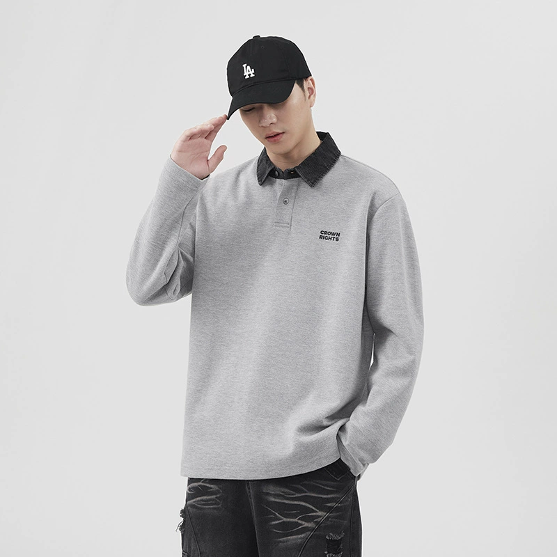 Дизайн Контакт с отворотом с длинными рукавами рубашка поло мужской 2024 новый весенний и осенний прилив бренда повседневный свободный топ футболки