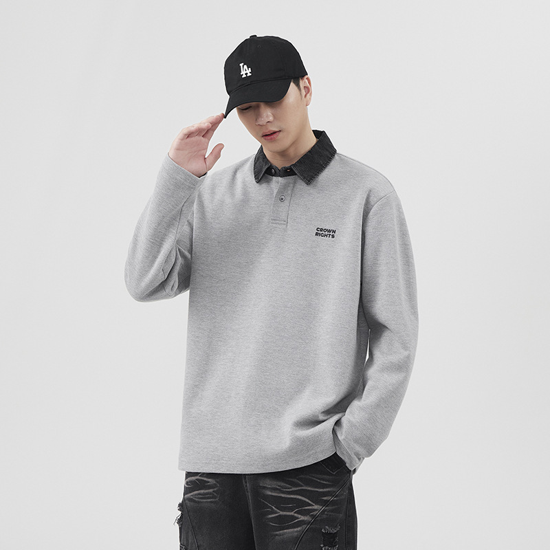 Design Sense Contrast Lar Long Sleeve Polo Shirt Men's 2024 New Spring and Autumn Fashion Brand Casual Loose T-Shirt Top