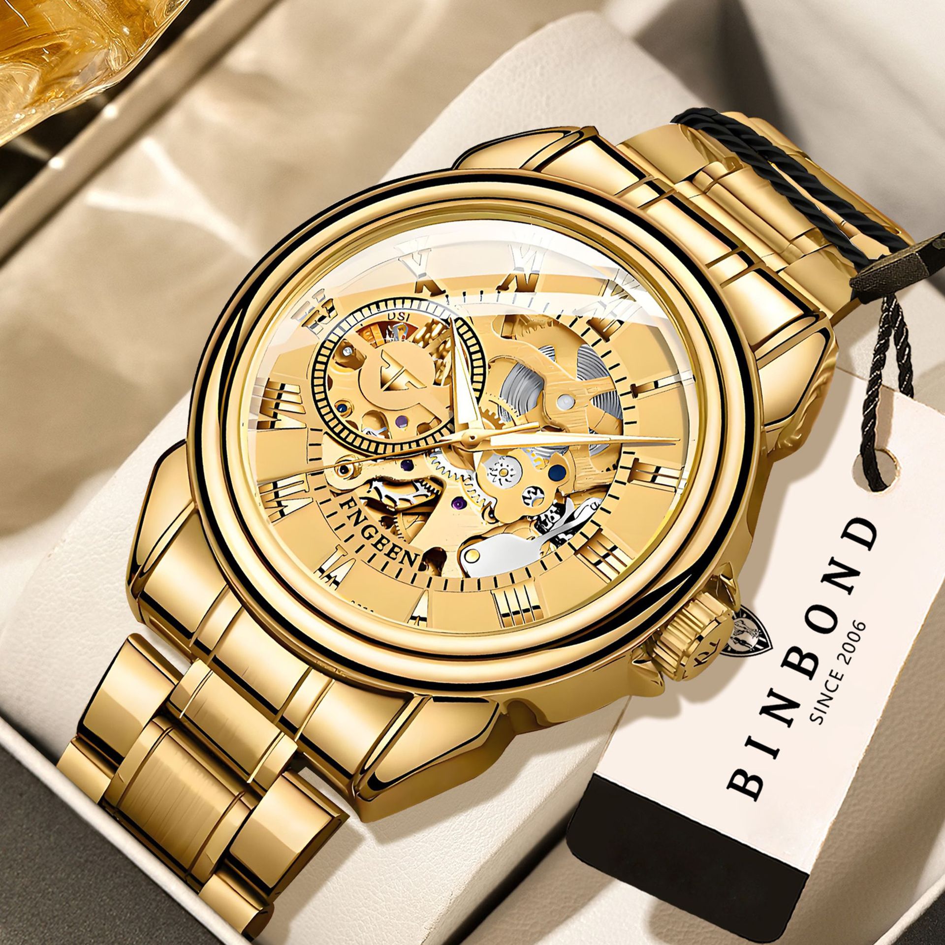 Fenzun Fngeen Men's and Women's Fully Automatic Mechanical Watch Mesh Strap Fashionista Hot Model 2020 Export Watch Supply