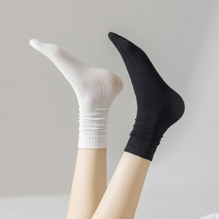 Socks Ballet Style Small Leg Socks Children's Spring Thin Solid Color Ice Socks Japanese Style Mid-tube Twist Pile Ice Stockings