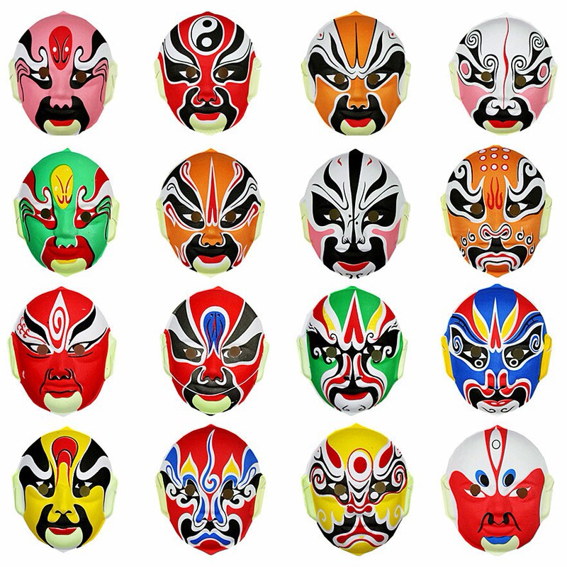 1 hand-painted flocking mask can be worn Chinese quintessence Sichuan opera face changing performance props craft Beijing opera facial mask 1 hand-painted flocking mask can be worn Chinese quintessence Sichuan opera face changing performance props craft Beijing opera facial mask
