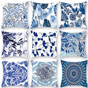 Nordic new simple plant blue flower living room sofa pillowcase wholesale