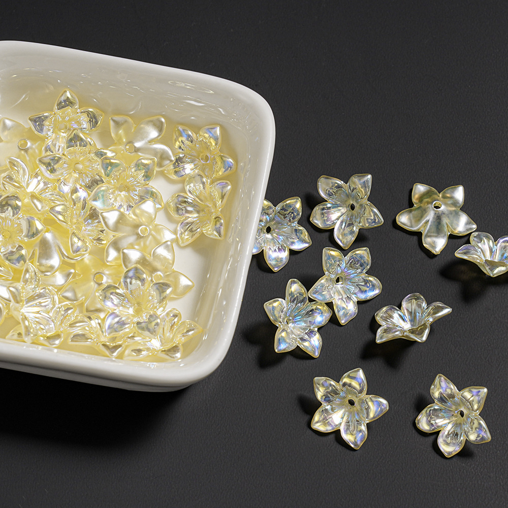 Cristal transparente con cuentas, flor de cuerno de lirio, colgante de teléfono móvil, llavero, colgante de cadena trasera, decoración pequeña