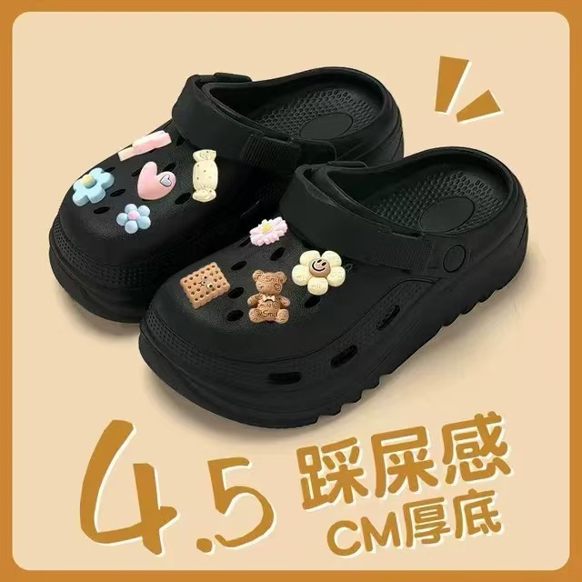 Zapatos agujeros de suela gruesa de estudiantes zapatos agujeros de mujer de verano pisar mierda sensación de suela suave desgaste pareja zapatillas transpirables mujeres