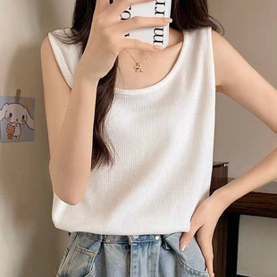 Waffle Spring and Summer New Large Size Camisole Women's Loose Belly Covering Outer Wear Inner Base Shirt Sleeveless Top