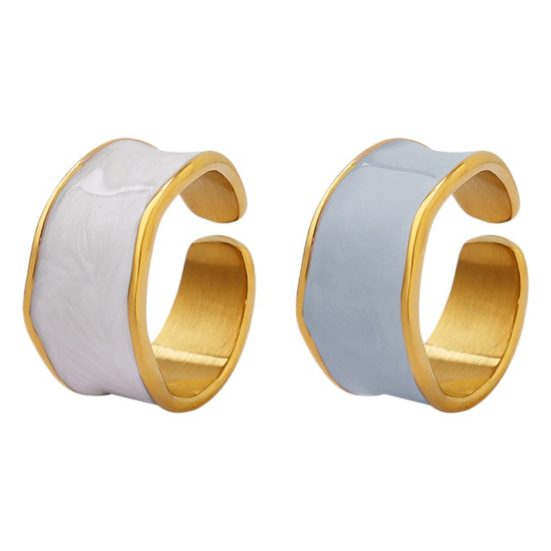 Hepburn estilo no se desvanece anillo de nicho francés esmalte gota anillo de aceite personalidad de la moda anillo de diseño abierto al por mayor