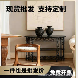 中古实木化妆凳小靠背梳妆椅羊羔毛坐凳矮凳换鞋凳岛台餐椅学习凳