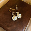Small design advanced earrings with bow from pearl, mountain tea, trend of season, french style, Chanel style