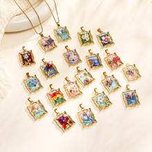 莫奈花园油画风项链天然珍珠饰品女高级感 挂件手工diy中古配件