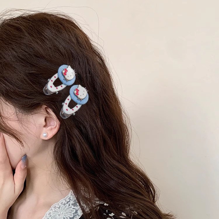 Linda horquilla de botón de aleación de gatito todo fósforo pequeño verano fresco dulce fresco clip de flequillo clip lateral clip de boca de pato accesorios para el cabello