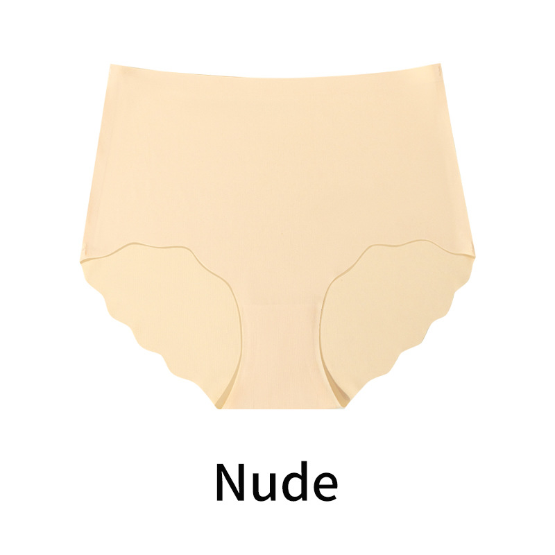 Bragas de cadera de cintura alta de Amazon transfronterizas para mujer con borde ondulado de seda de hielo sin costuras bragas de gran tamaño para mujer
