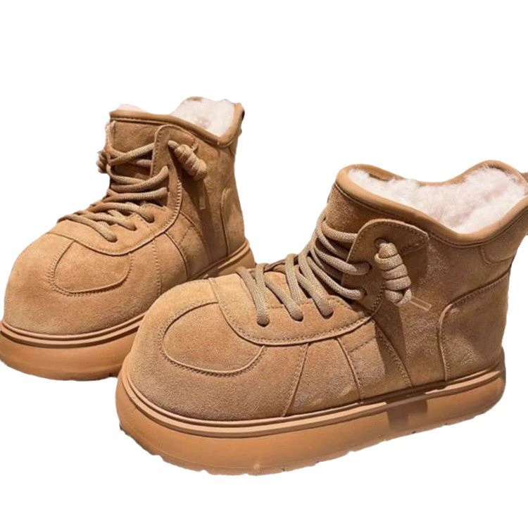 Maillard Retro Bread Shoes Женские 2024 осень-зима новые толстая подошва, высокий рост, повседневные шнурованные снегоступы