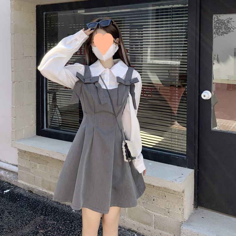 早秋季新款女装套装两件套小个子a字显高连衣裙桔梗法式气质收腰|undefined