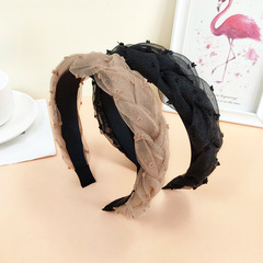 Korean Instagram-style Fairy-Like Hairband for Girls | Simple, High-End Organza Braided Hair Clip | Wide-Width Cable-Knit Design—Wholesale