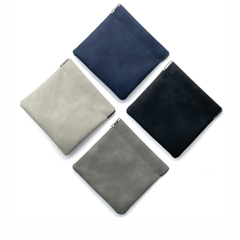 Spring-Loaded Earphone Pouch, Data Cable Storage Leather Case, Toy Wallet Storage Bag, Spring Clasp Bag, Self-Sealing Coin Purse