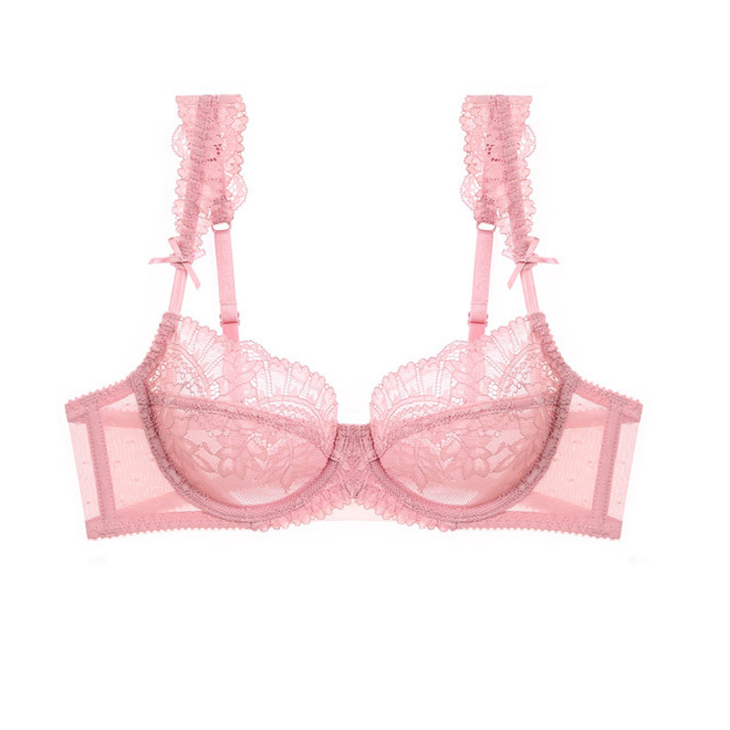 Traje de ropa interior de deseo puro transfronterizo, pecho pequeño, sujetador de encaje sexy cómodo y transpirable, sujetador francés hueco ultrafino