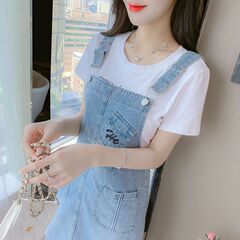 网红牛仔背带裙2025夏季新款女装减龄裙子套装洋气连衣裙两件套女