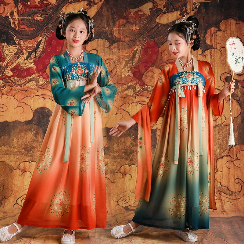 Hanfu Girls 2023 Новый древний костюм, детский костюм Guzheng для начальной школы в китайском стиле, детский классический костюм для выступлений, женский