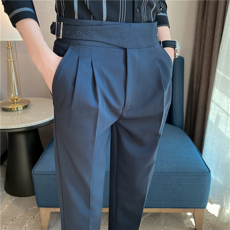 Pantalones Casuales de Pierna Recta y Cintura Alta Estilo Napolitano para Hombre, con un Toque de Lujo, para Comercio Exterior