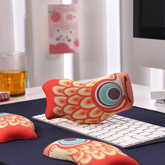 Engrailed Koi Good Fortune Silicone Wrist Rest Mouse Pad Keyboard Handrest Office Wrist Support Extra Large Mat Traditional Chinese Style Palm Rest