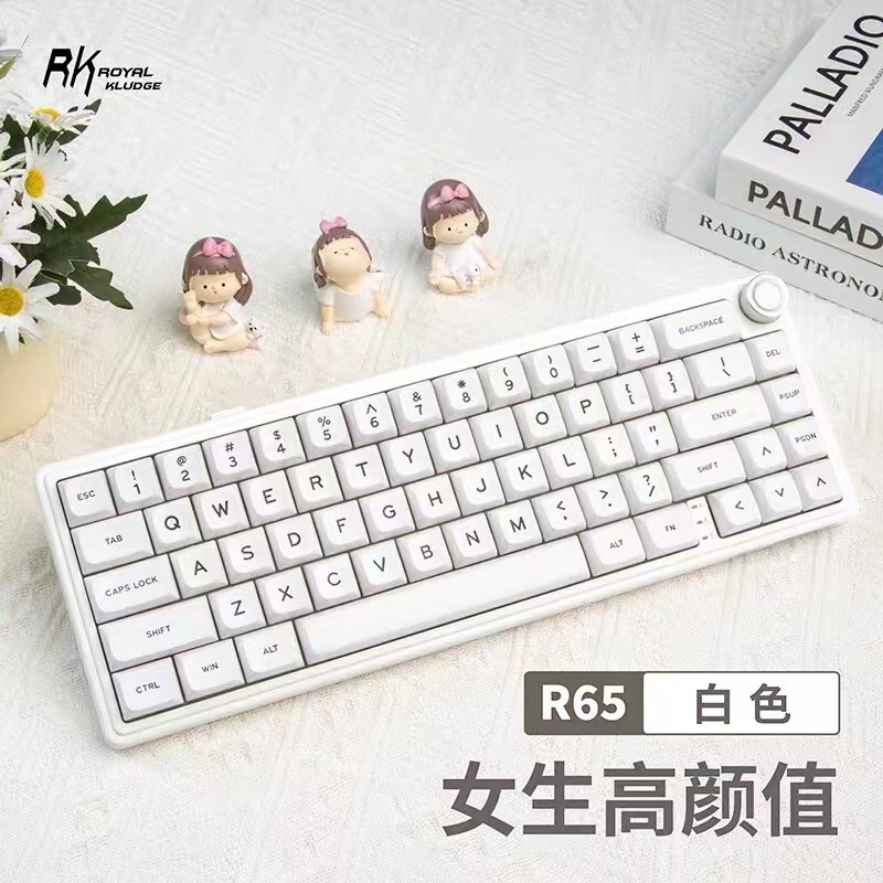 Rkr65カスタマイズされたメカニカルキーボードrgb小型ポータブル女の子ワイヤレスブルートゥース三モードガスケットフルキー挿抜