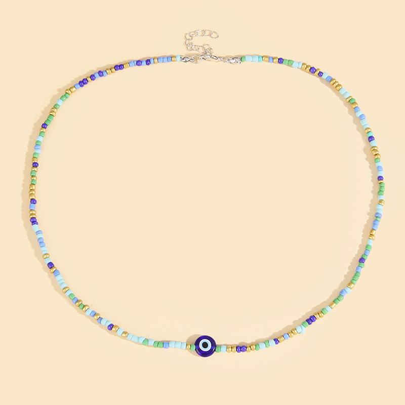 Beaded Material Devil'S Eye Pattern Women'S Gender Fashion Devil's Eye Beaded Irregular Women's Necklace 1 Piece