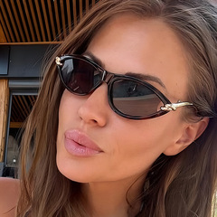 新しい夏の女性のキャットアイ日焼け止めサングラスクロスボーダーヨーロッパとアメリカの金属ロープサングラスサングラス